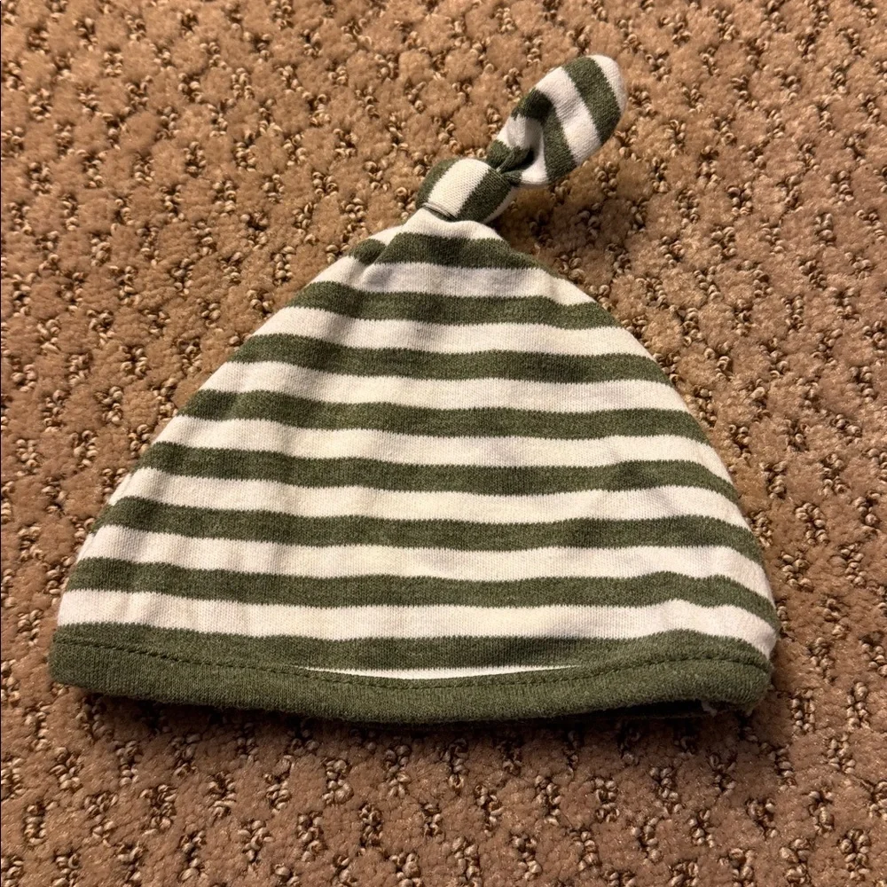 ⚠️Striped Green Baby Hat and 3 Mittens Set for Newborn Baby⚠️